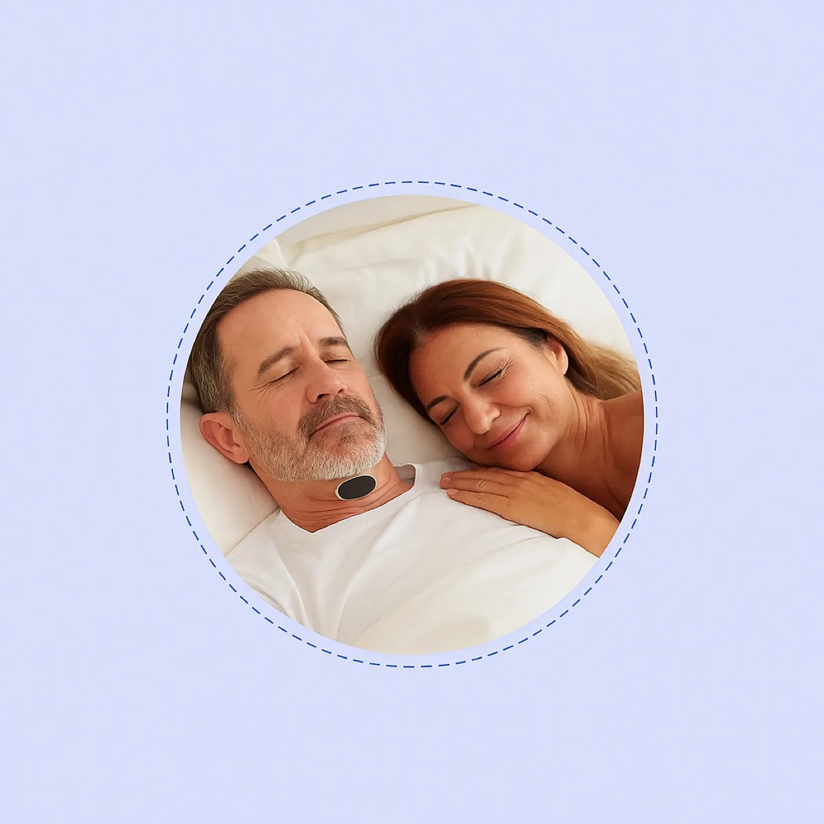 Couple asleep, Quietra Pro worn on the throat
